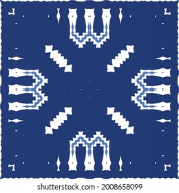 Ceramic tiles azulejo portugal. Vector seamless pattern template. Geometric design. Blue ethnic background for T-shirts, scrapbooking, linens, smartphone cases or bags.