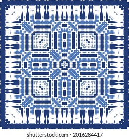 Baldosas de cerámica azulejo portugal. Plantilla de patrón sin problemas del vector. Diseño geométrico. Antecedentes étnicos azules para camisetas, scrapbooking, ropa de cama, estuches o bolsos para smartphones.