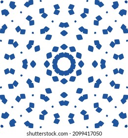Ceramic tiles azulejo portugal. Vector seamless pattern poster. Minimal design. Blue ethnic background for T-shirts, scrapbooking, linens, smartphone cases or bags.