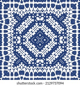 Ceramic tiles azulejo portugal. Vector seamless pattern illustration. Original design. Blue ethnic background for T-shirts, scrapbooking, linens, smartphone cases or bags.