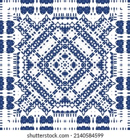 Ceramic tiles azulejo portugal. Vector seamless pattern illustration. Original design. Blue ethnic background for T-shirts, scrapbooking, linens, smartphone cases or bags.