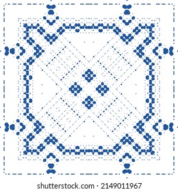 Ceramic tiles azulejo portugal. Vector seamless pattern poster. Minimal design. Blue ethnic background for T-shirts, scrapbooking, linens, smartphone cases or bags.