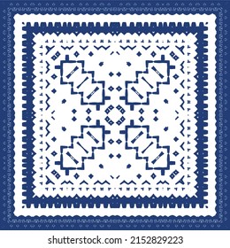 Ceramic tiles azulejo portugal. Vector seamless pattern illustration. Original design. Blue ethnic background for T-shirts, scrapbooking, linens, smartphone cases or bags.