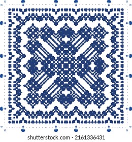 Ceramic tiles azulejo portugal. Vector seamless pattern illustration. Original design. Blue ethnic background for T-shirts, scrapbooking, linens, smartphone cases or bags.