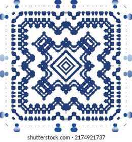Ceramic tiles azulejo portugal. Vector seamless pattern illustration. Original design. Blue ethnic background for T-shirts, scrapbooking, linens, smartphone cases or bags.
