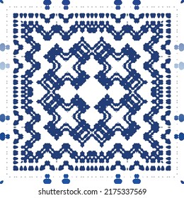 Baldosas de cerámica azulejo portugal. Ilustración de patrones sin fisuras del vector. Diseño original. Antecedentes étnicos azules para camisetas, scrapbooking, ropa de cama, estuches o bolsos para smartphones.
