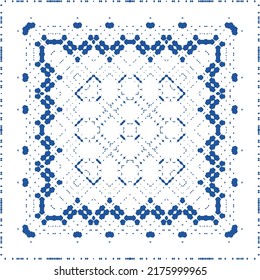Ceramic tiles azulejo portugal. Vector seamless pattern poster. Minimal design. Blue ethnic background for T-shirts, scrapbooking, linens, smartphone cases or bags.