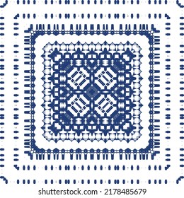 Baldosas de cerámica azulejo portugal. Ilustración de patrones sin fisuras del vector. Diseño original. Antecedentes étnicos azules para camisetas, scrapbooking, ropa de cama, estuches o bolsos para smartphones.