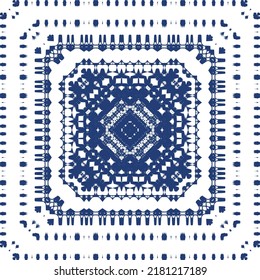 Ceramic tiles azulejo portugal. Vector seamless pattern illustration. Original design. Blue ethnic background for T-shirts, scrapbooking, linens, smartphone cases or bags.