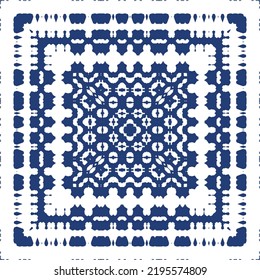 Ceramic tiles azulejo portugal. Vector seamless pattern illustration. Original design. Blue ethnic background for T-shirts, scrapbooking, linens, smartphone cases or bags.