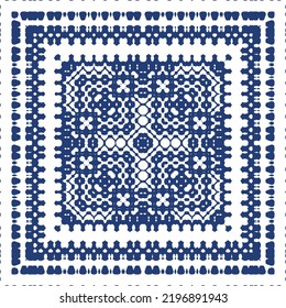 Ceramic tiles azulejo portugal. Vector seamless pattern illustration. Original design. Blue ethnic background for T-shirts, scrapbooking, linens, smartphone cases or bags.