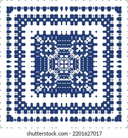 Ceramic tiles azulejo portugal. Vector seamless pattern illustration. Original design. Blue ethnic background for T-shirts, scrapbooking, linens, smartphone cases or bags.