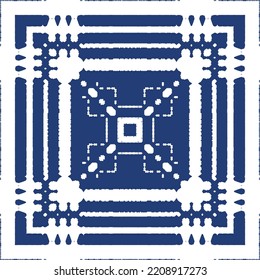 Ceramic tiles azulejo portugal. Vector seamless pattern illustration. Original design. Blue ethnic background for T-shirts, scrapbooking, linens, smartphone cases or bags.