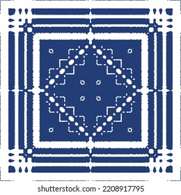 Ceramic tiles azulejo portugal. Vector seamless pattern illustration. Original design. Blue ethnic background for T-shirts, scrapbooking, linens, smartphone cases or bags.