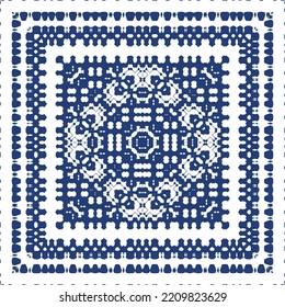Ceramic tiles azulejo portugal. Vector seamless pattern illustration. Original design. Blue ethnic background for T-shirts, scrapbooking, linens, smartphone cases or bags.
