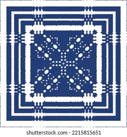 Ceramic tiles azulejo portugal. Vector seamless pattern illustration. Original design. Blue ethnic background for T-shirts, scrapbooking, linens, smartphone cases or bags.