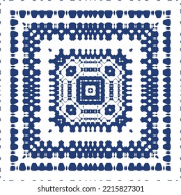 Baldosas de cerámica azulejo portugal. Ilustración de patrones sin fisuras del vector. Diseño original. Antecedentes étnicos azules para camisetas, scrapbooking, ropa de cama, estuches o bolsos para smartphones.