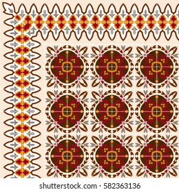 Keramische Fliesen mit Rand Vintage Muster. Vektor Farbe Mosaik arabesque Stil Illustration
