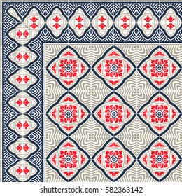Ceramic tiles with edge vintage patterns. Vector  Color mosaic arabesque style illustration