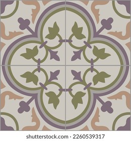 Ceramic Tiles. Hydraulic ceramic. Digital design. Floral decorative ornament.