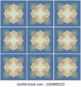 Baldosas de cerámica. Cerámica hidráulica. Diseño digital. Ornamento decorativo floral.