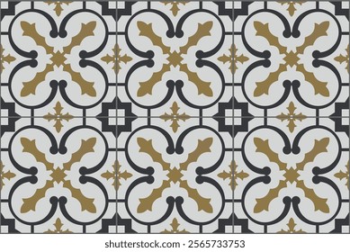 Ceramic Tiles. Hydraulic spanish ceramic design. Eps vector illustration. 