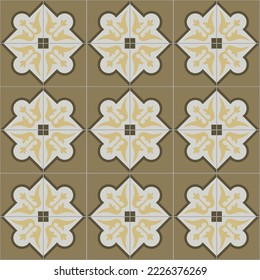Ceramic Tiles. Hydraulic spanish and portuguese ceramic design. Floral decorative ornament.