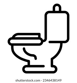 Ceramic toilet bowl side view line icon. WC furniture profile symbol, outline style pictogram on white background. Lavatory restroom sign mobile concept web design. Vector graphics.