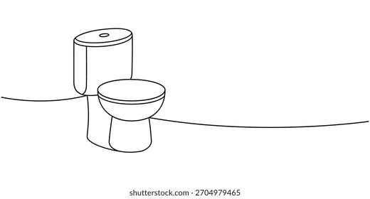 Inodoro de cerámica de una línea de dibujo continuo. Higiene del baño. Ilustración vectorial