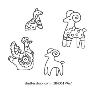 Ceramic toy on a white background. Sketch. Vector illustration.