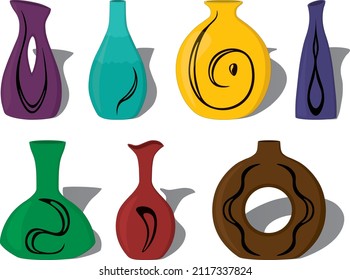 Ceramic vase collection vector illustration