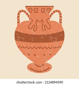 Ceramic vase. Colored silhouettes. Antique crockery, decorative element. The concept of ceramics. Stamp texture. Handmade vectors. All elements are isolated.
