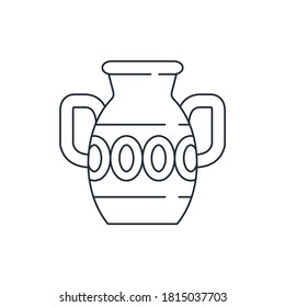 Ceramic vase. Complicated product. Vector linear icon isolated on white background.