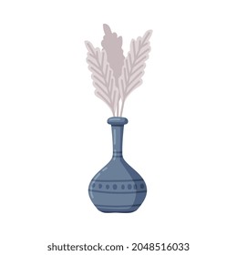 Ceramic Vase with Decorative Flower as Pot or Jar for Home Decor Vector Illustration