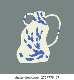 Diseño de jarrón de cerámica. Cerámica artesanal rugosa, forma desigual orgánica. Vajilla artesanal, forma irregular imperfecta, patrón de punto, estilo moderno vanguardista grunge. Artesanía de moda. Ilustración vectorial plana
