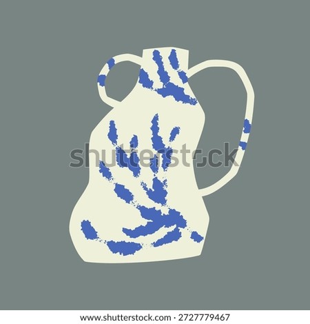 Ceramic vase design. Rough handmade pottery, organic uneven form. Handcrafted crockery, irregular imperfect shape, spot pattern, grunge edgy modern style. Trendy craft. Flat vector illustration