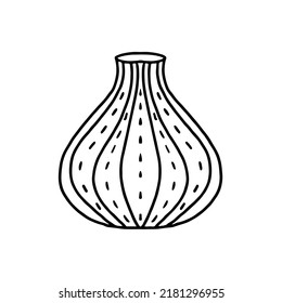 Ceramic vase in doodle style. Hand drawn image for print, sticker, web, various designs. Vector element.
