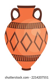 Ceramic Vase From Excavations In Greece, Painted Archaeological Pottery. Ancient Greek Jug, Pot, Terracotta Ceramic With Ornament. Old Greek Patterned Crockery. Artifact, Antique And Mycenae Theme.