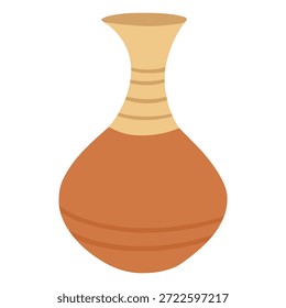 Jarrón de cerámica artesanal de cerámica de color plano Ilustración vectorial de diseño de Plantilla