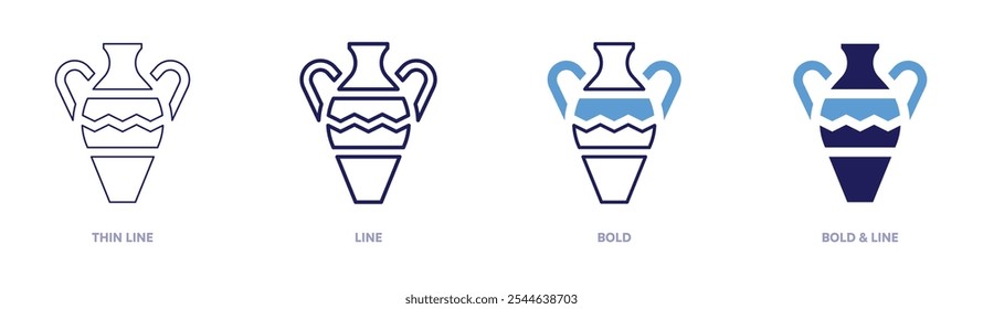 Ceramic vase icon in 4 different styles. Thin Line, Line, Bold, and Bold Line. Duotone style. Editable stroke.