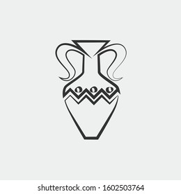 Ceramic vase icon african pot vector for web and graphic design