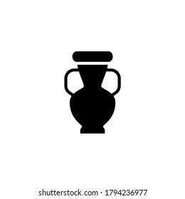 Ceramic vase icon in black flat glyph, filled style isolated on white background