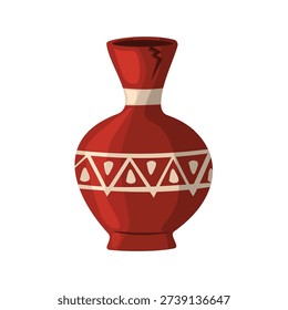 Ceramic vase icon, ceramics clip art, antique ceramic vase with ethnic ornaments vector illustration, ceramic pot vector image
