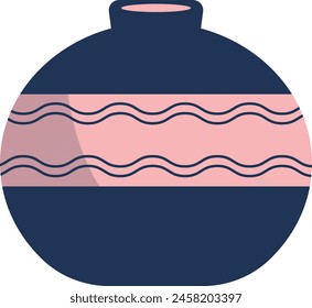 Ceramic Vase Illustration in Flower and Floral Pattern Decoration. Isolated Vector.