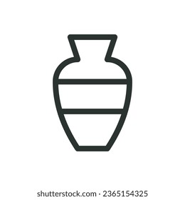 Ceramic vase isolated icon, floor vase vector icon with editable stroke