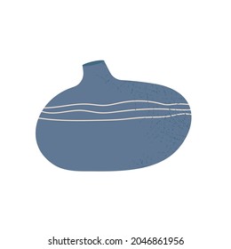 Ceramic vase. Modern of  hand made pottery vase. Home decoration. Textures vector illustration. Isolated on white background.
