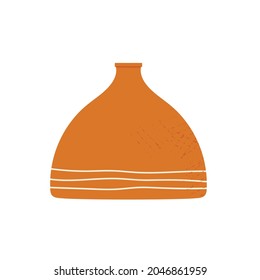 Ceramic vase. Modern of  hand made pottery vase. Home decoration. Textures vector illustration. Isolated on white background.