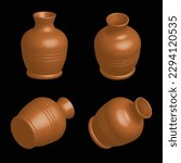 ceramic vase or pottery, vector illustration 