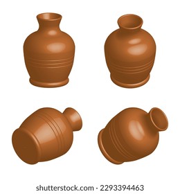 ceramic vase or pottery, vector illustration 