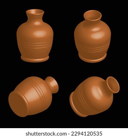 ceramic vase or pottery, vector illustration 